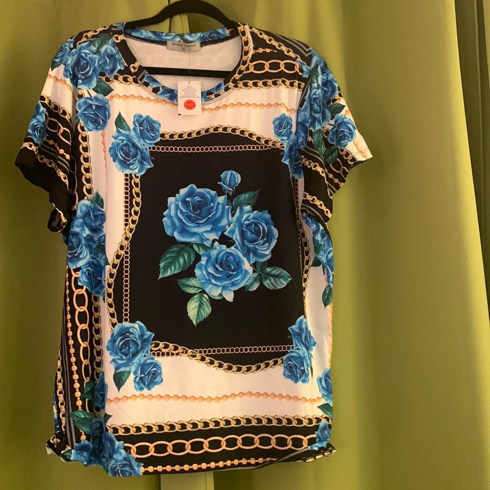 Pretty Royal blue floral pattern with white background brand new never worn.